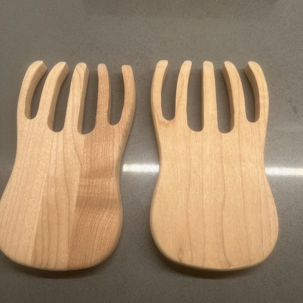 Alaska Cutlery ULU 6 Inch Knife & Wood Chopping Bowl W/ Salad Server Bear Paws